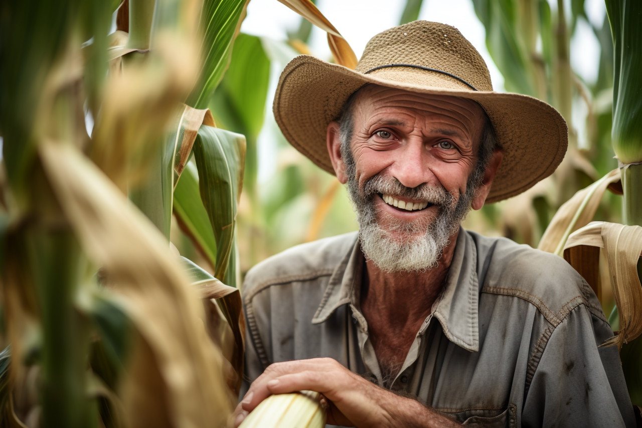 A farmer posing in a banana plantation in the american tropics