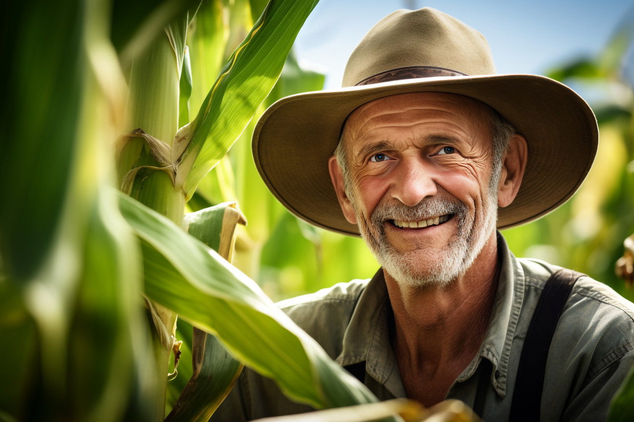 A farmer posing in a banana plantation in the american tropics
