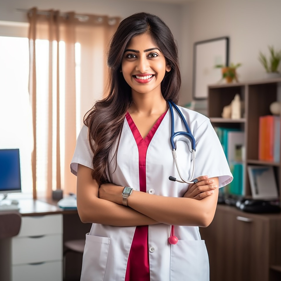 Indian home health aide offering friendly care