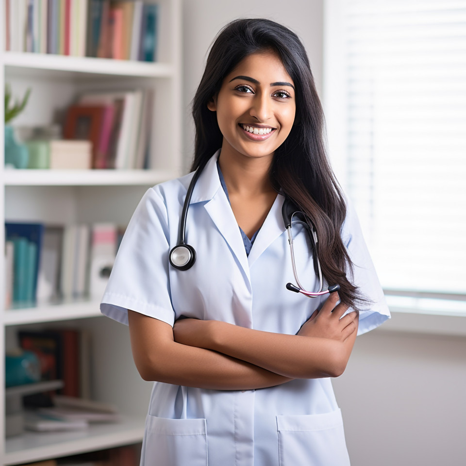 Indian home health aide offering friendly care