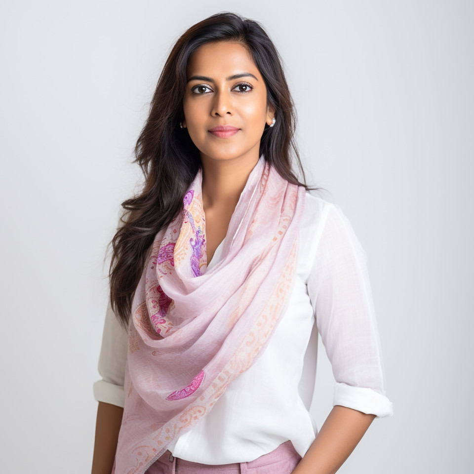 Confident beautiful indian woman social worker at work on isolated white background