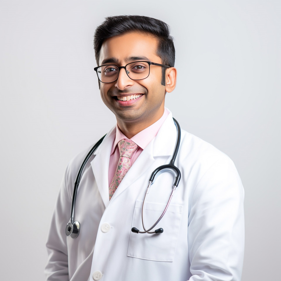 Confident handsome indian man patient advocate at work on white background