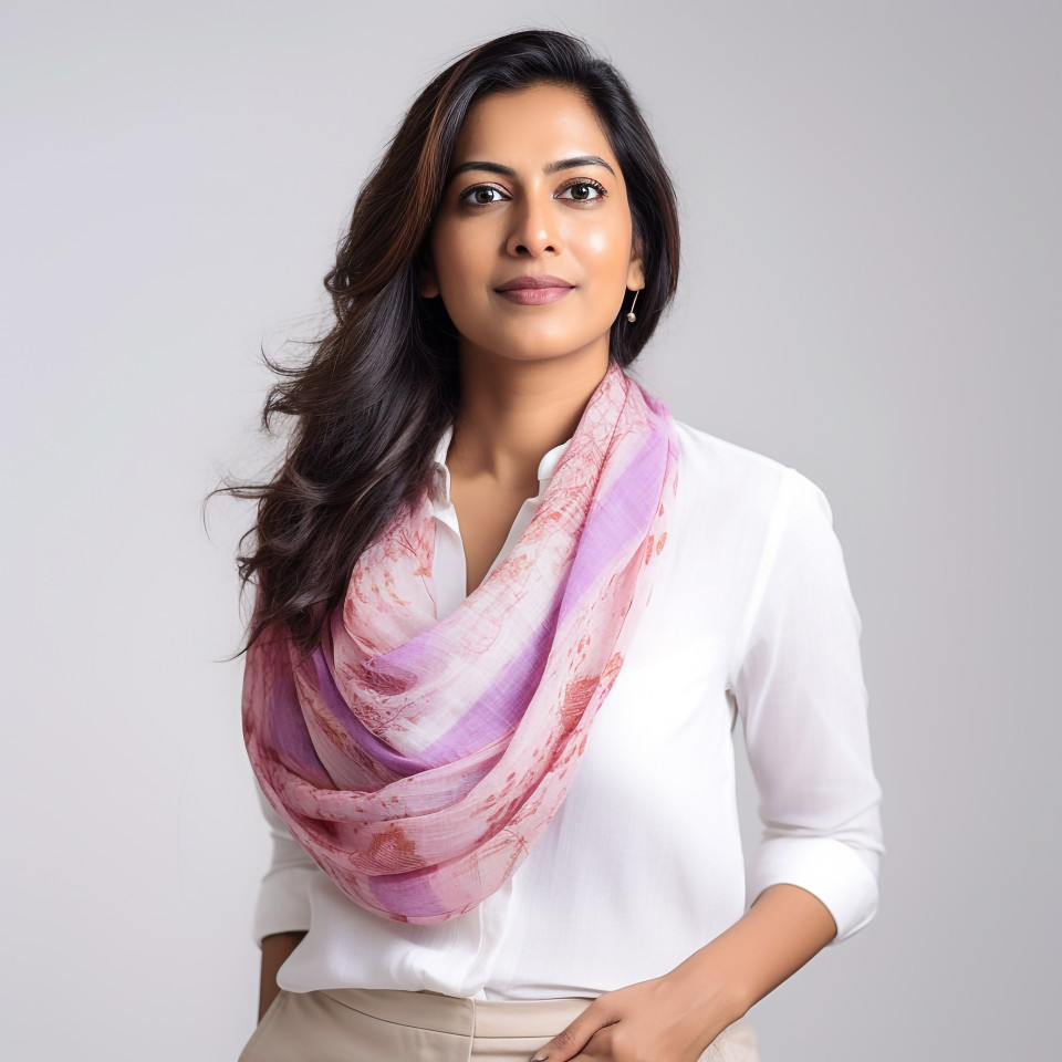 Confident beautiful indian woman social worker at work on isolated white background