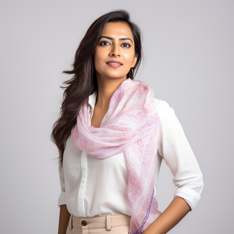 Confident beautiful indian woman social worker at work on isolated white background