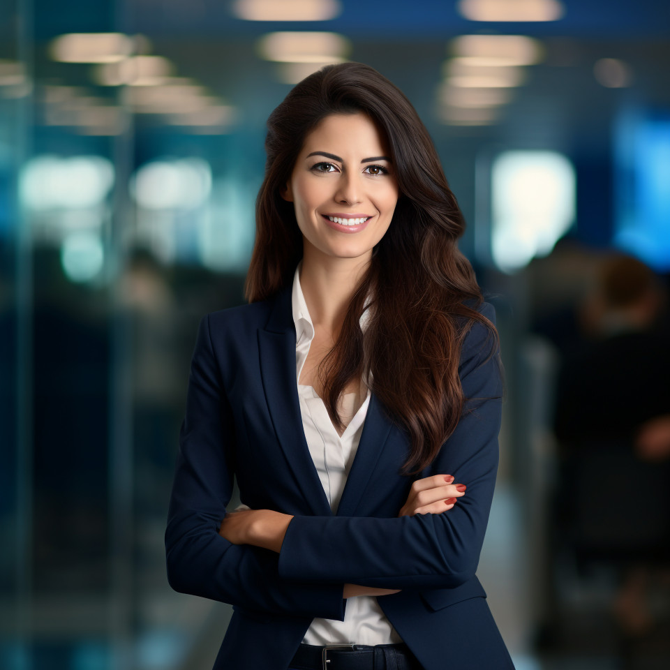 Friendly smiling woman investment banker working in banking and finance