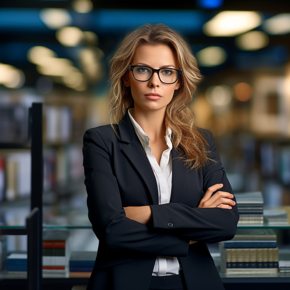 Confident beautiful woman banking and finance fund manager at work on blured background