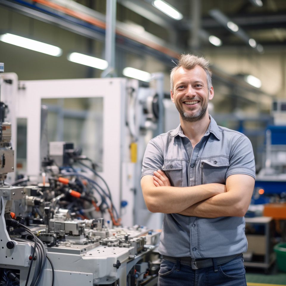 Automation engineer working on blurred background