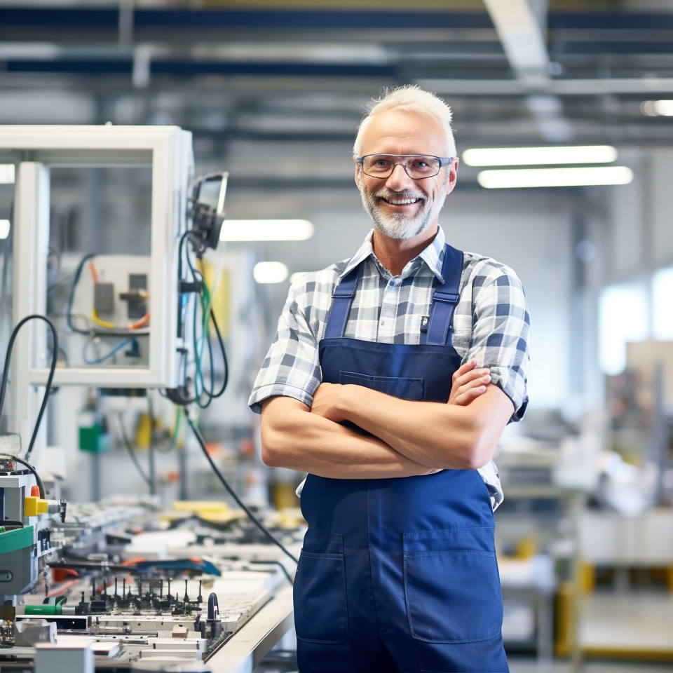 Automation engineer working on blurred background