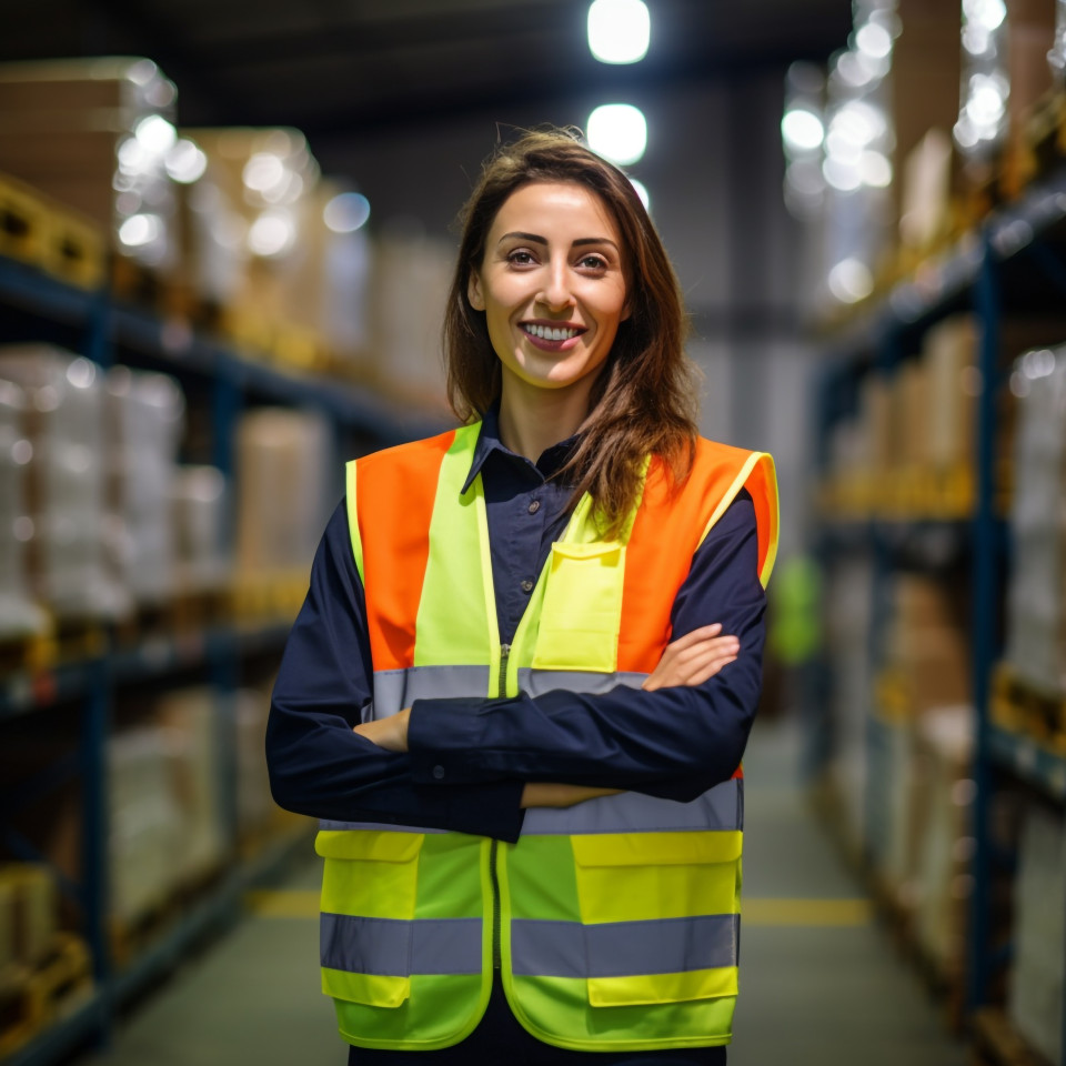 Warehouse supervisor at work with blurred background