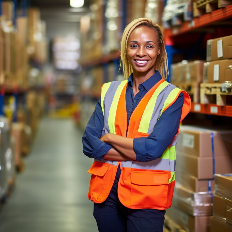 Warehouse supervisor at work with blurred background
