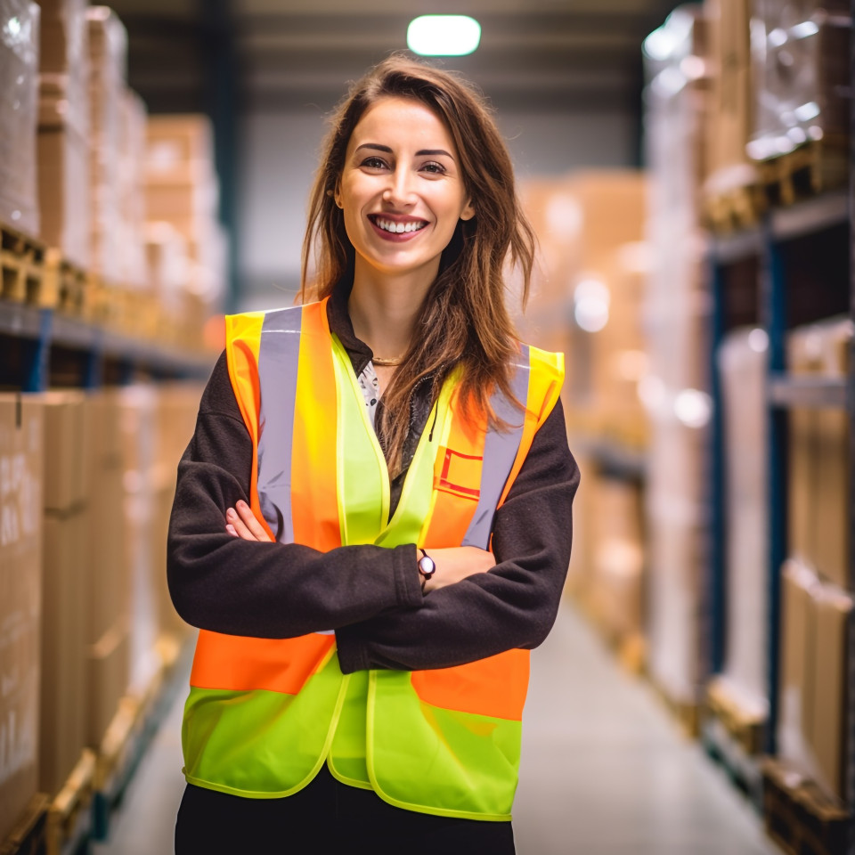 Warehouse supervisor at work with blurred background