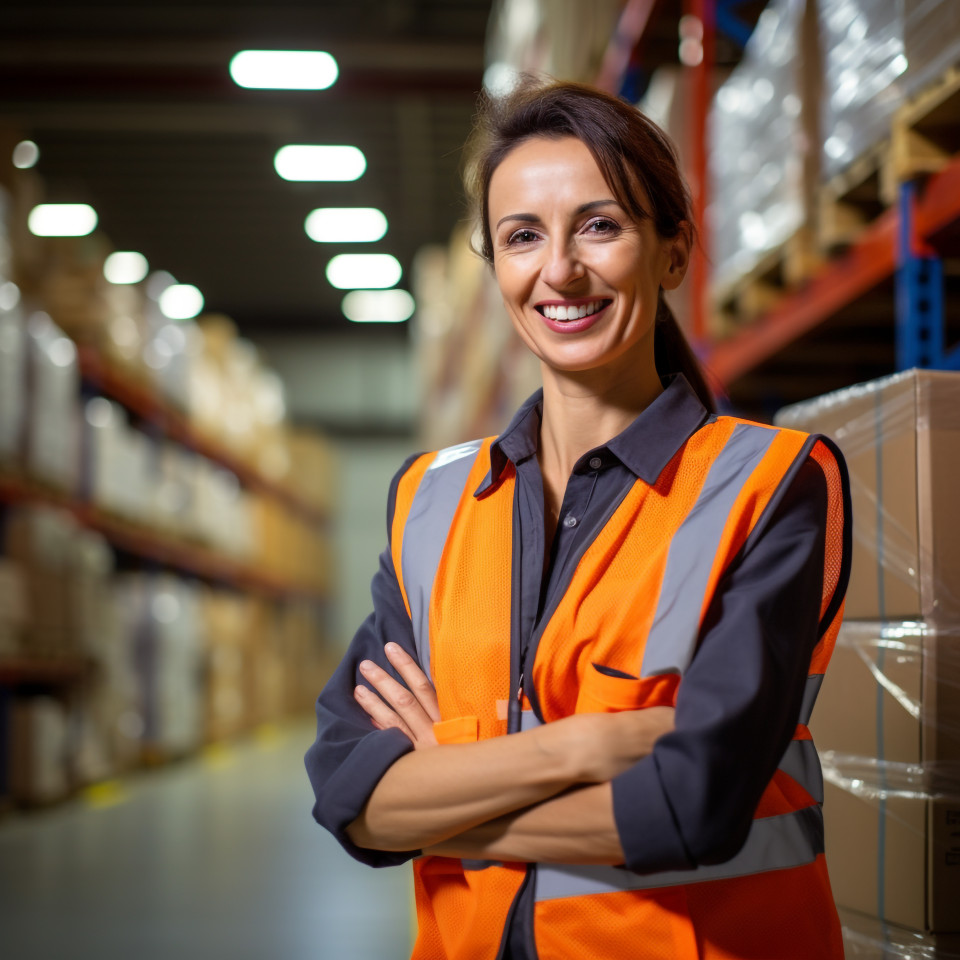 Warehouse supervisor at work with blurred background