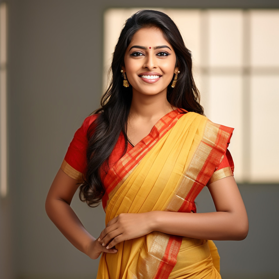 Friendly smiling beautiful indian woman beauty and personal care client service at work on blured background