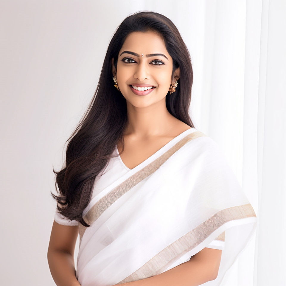 Indian spa manager offering beauty treatments on white background