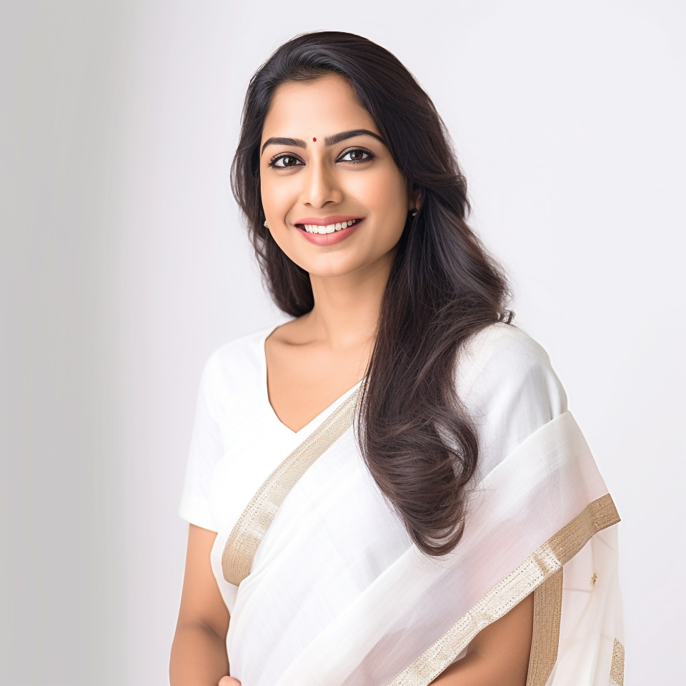 Indian spa manager offering beauty treatments on white background