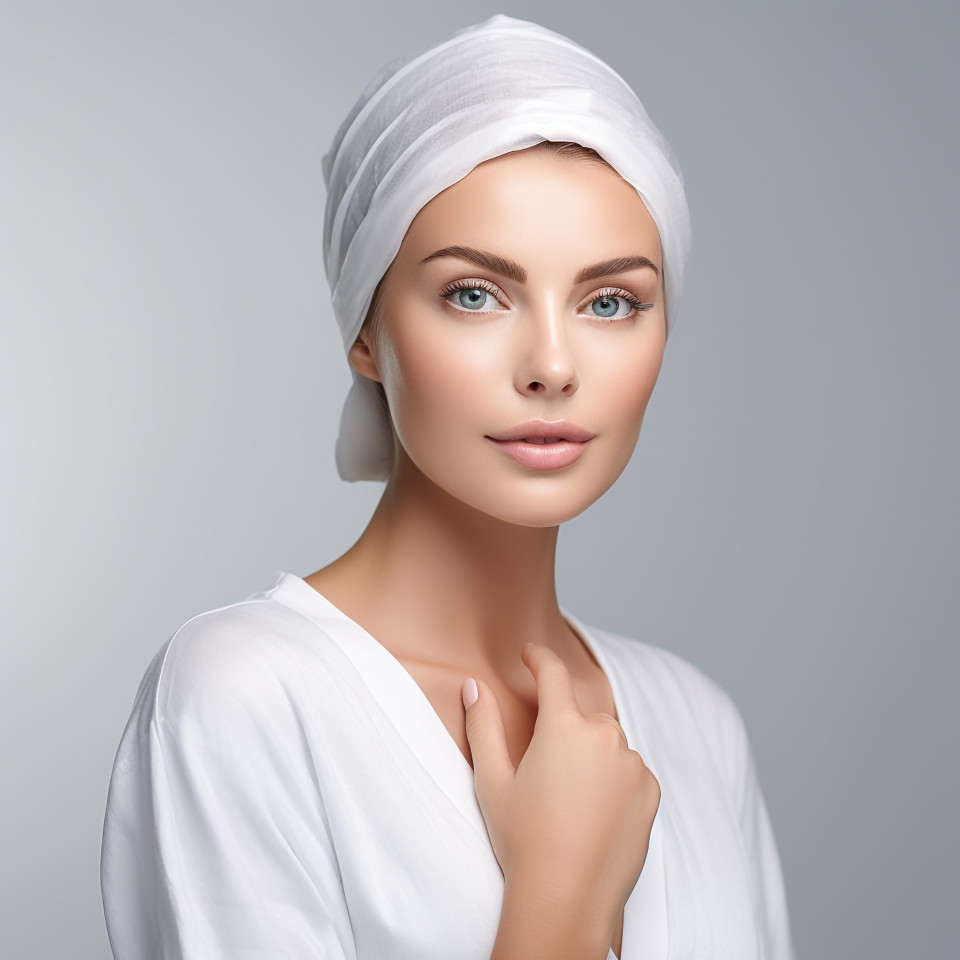 Confident beautiful woman beauty and personal care esthetician at work on white background