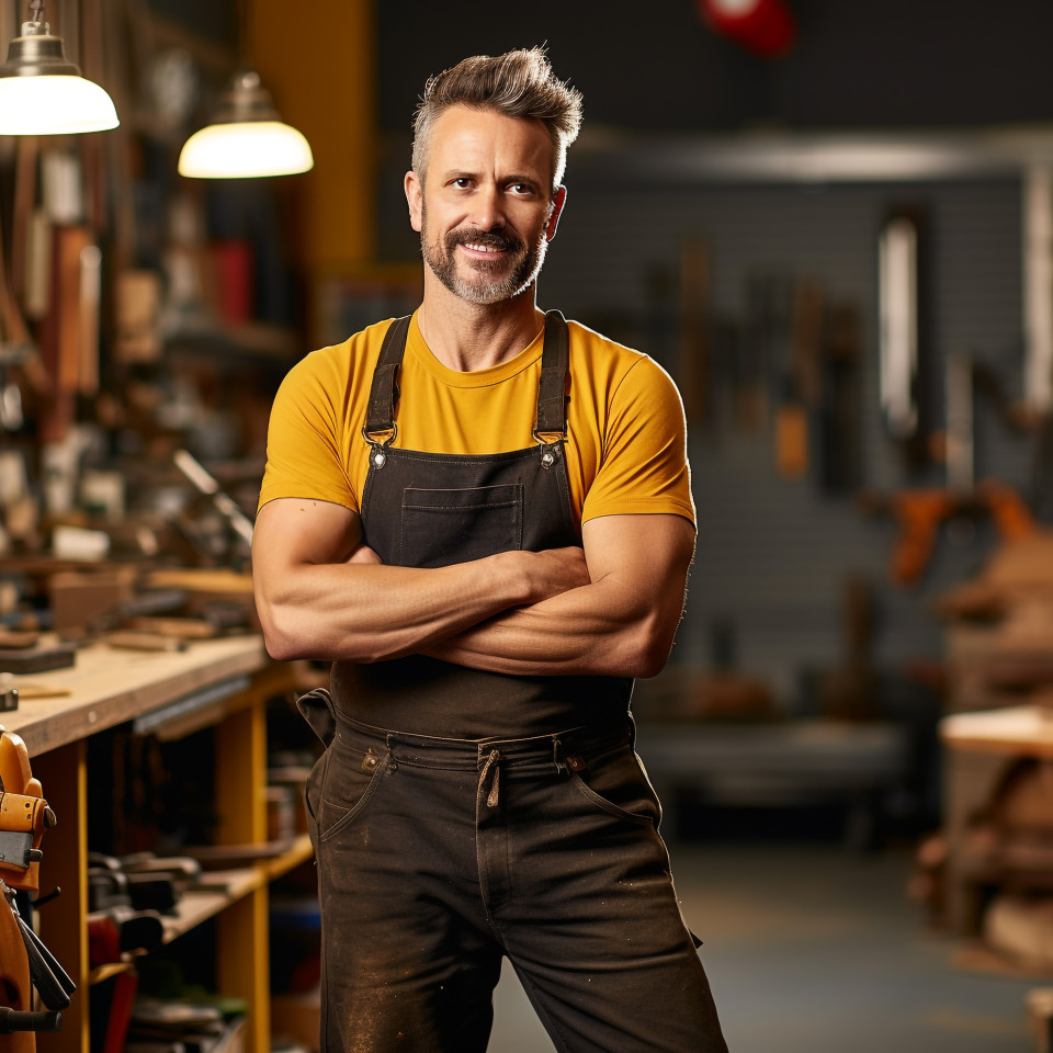Female mason working confidently on blurred background