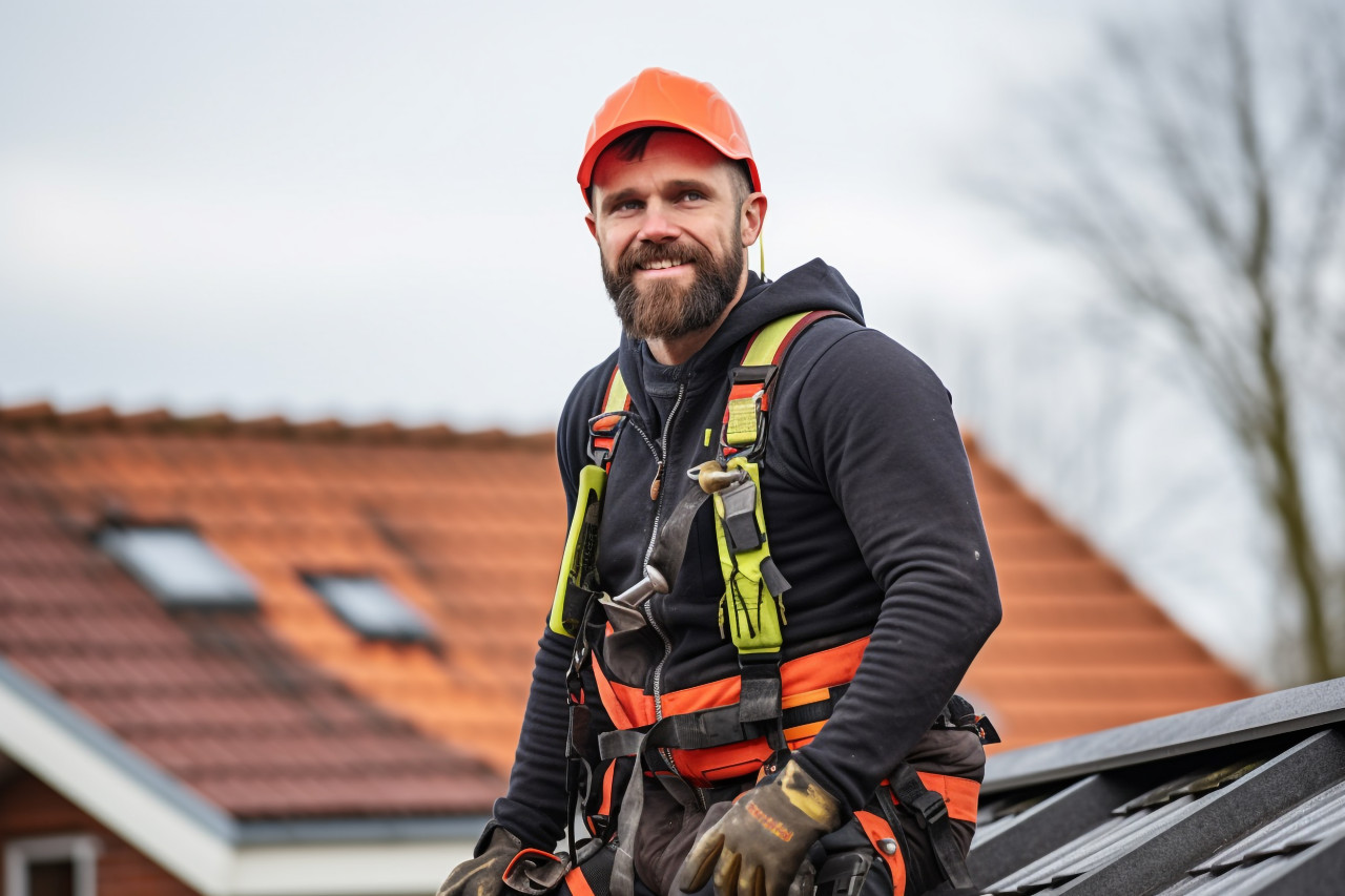 Roofer working on roof with confidence