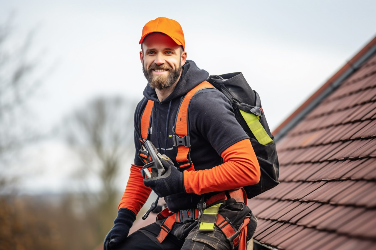 Roofer working on roof with confidence