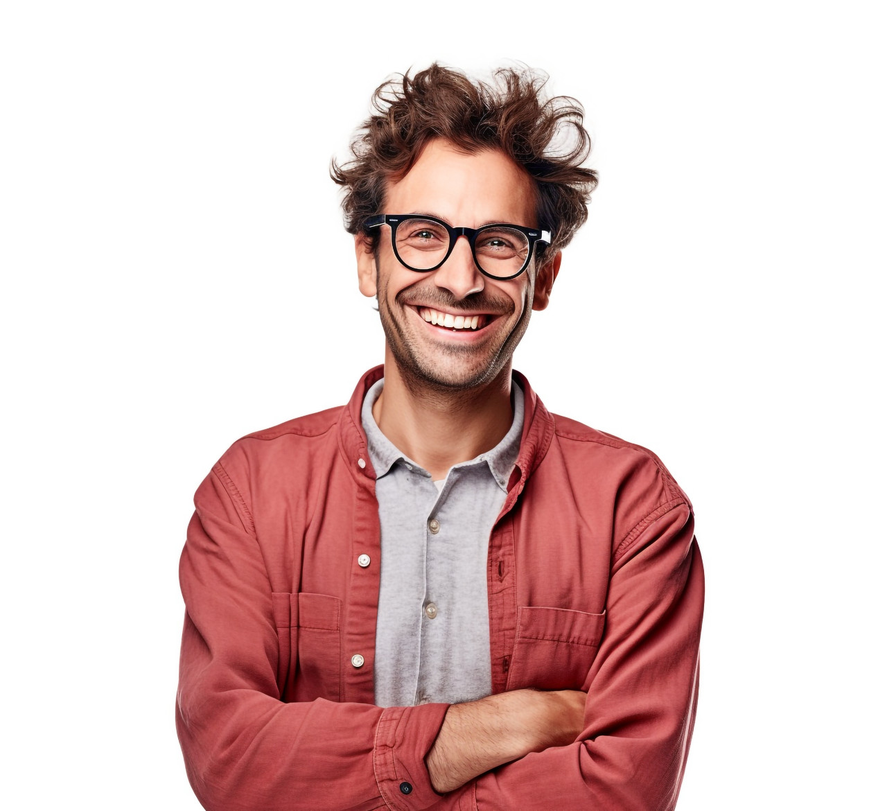 Smiling glazier with white background