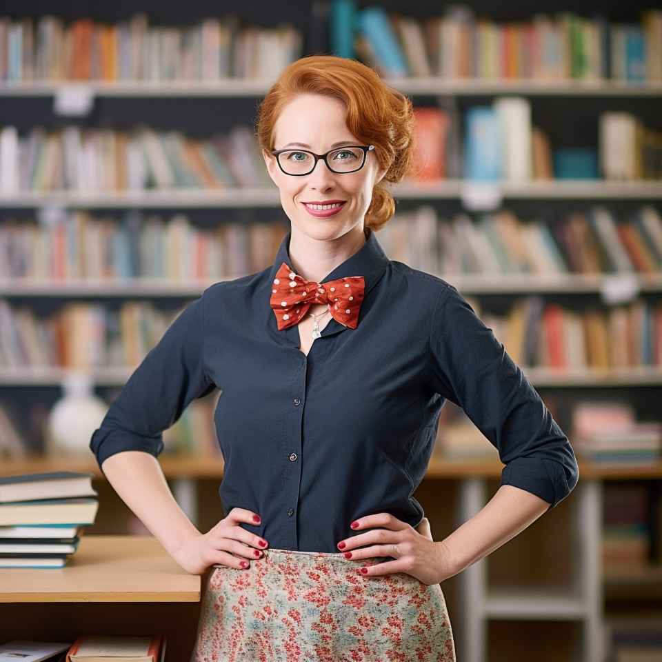 Science teacher working on blurred background