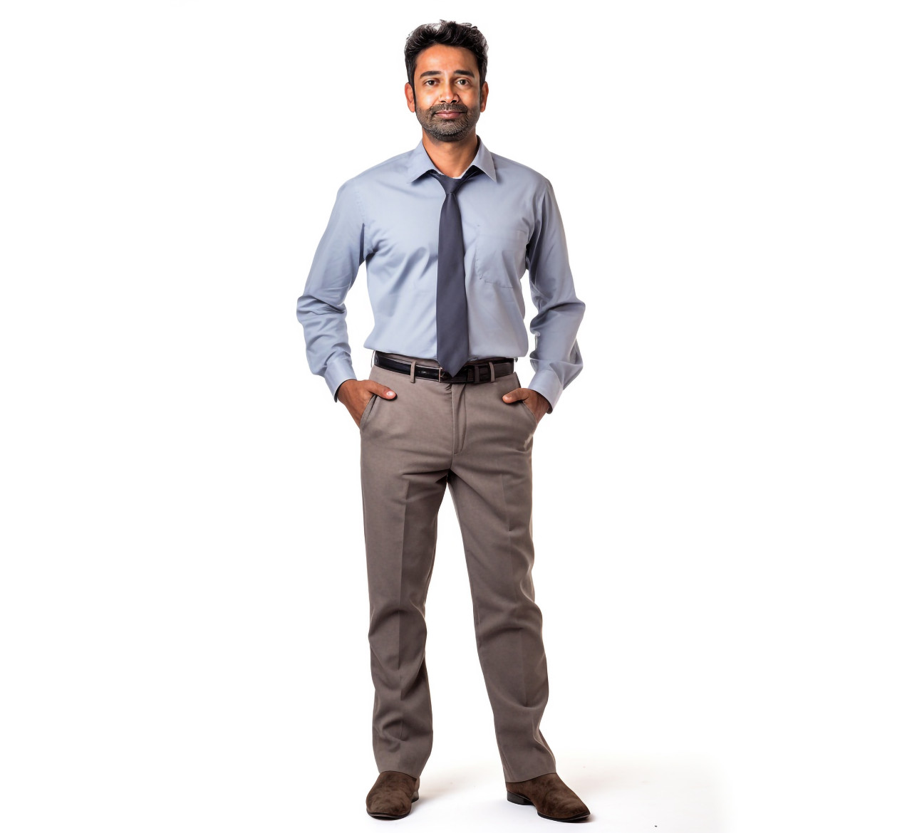 Indian male elementary school teacher on white background