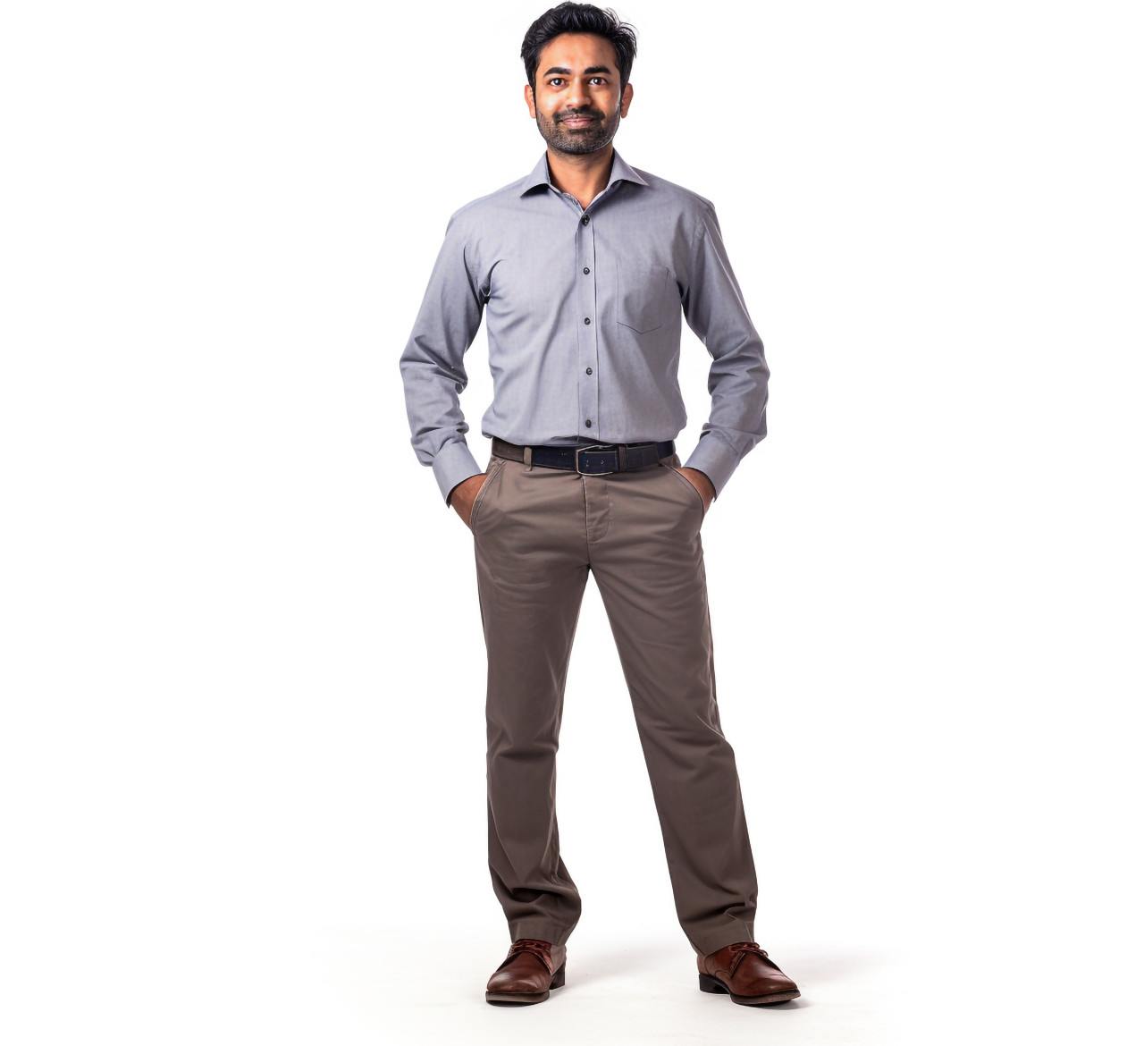 Indian male elementary school teacher on white background