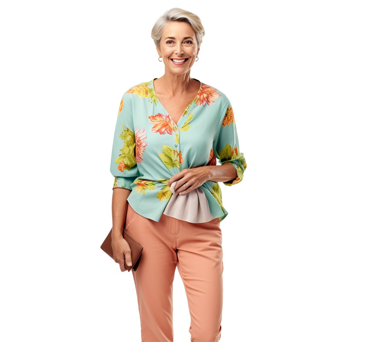 Preschool teacher on white background