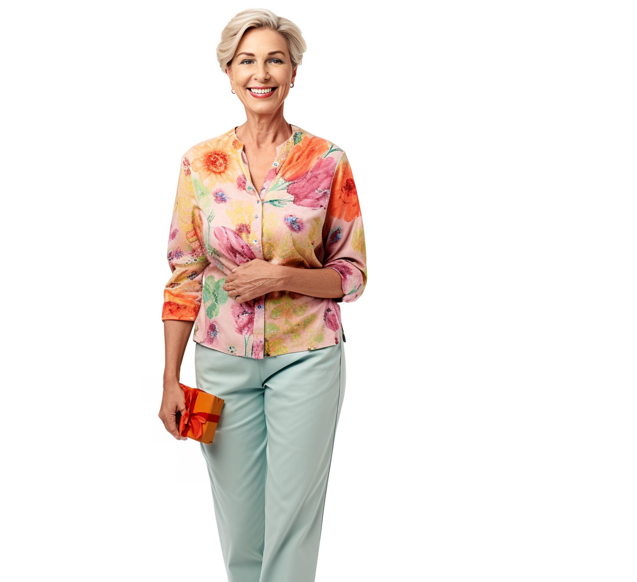 Preschool teacher on white background