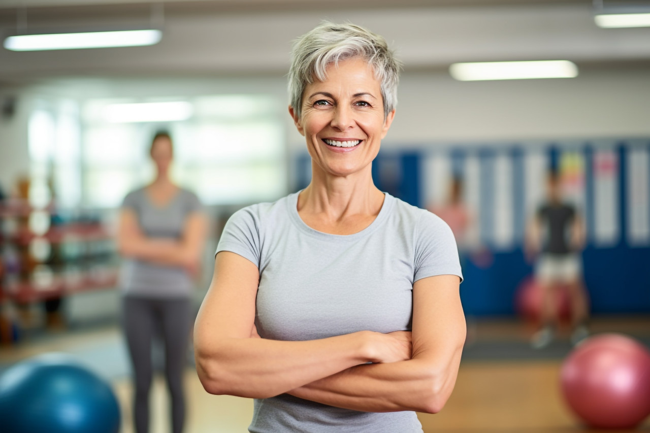 Smiling pe teacher working