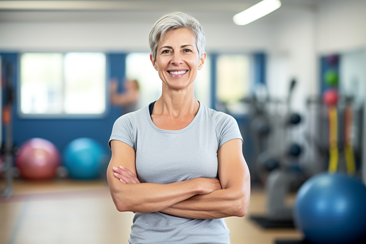 Smiling pe teacher working