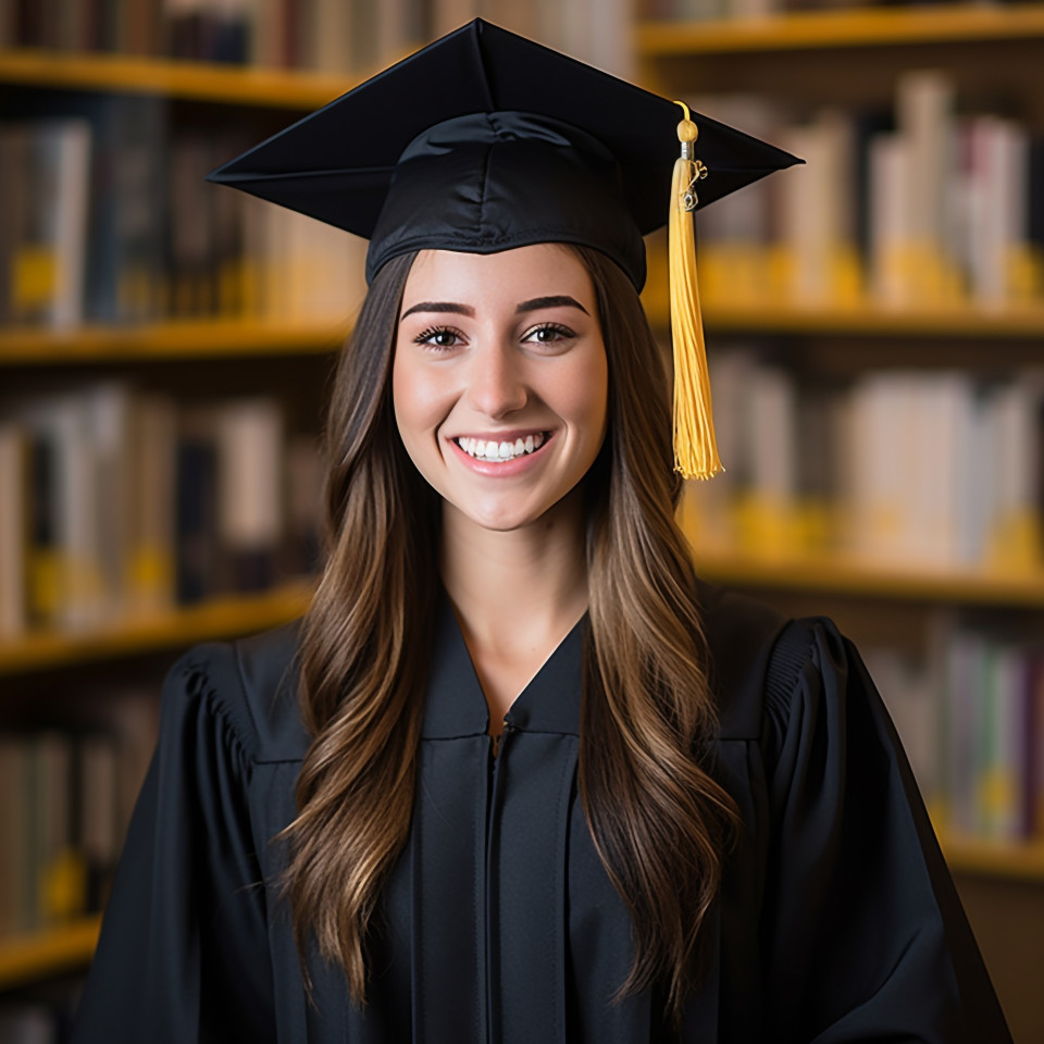 Smiling female graduate student working