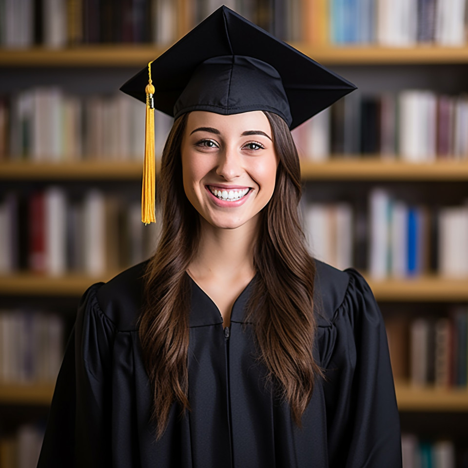 Smiling female graduate student working