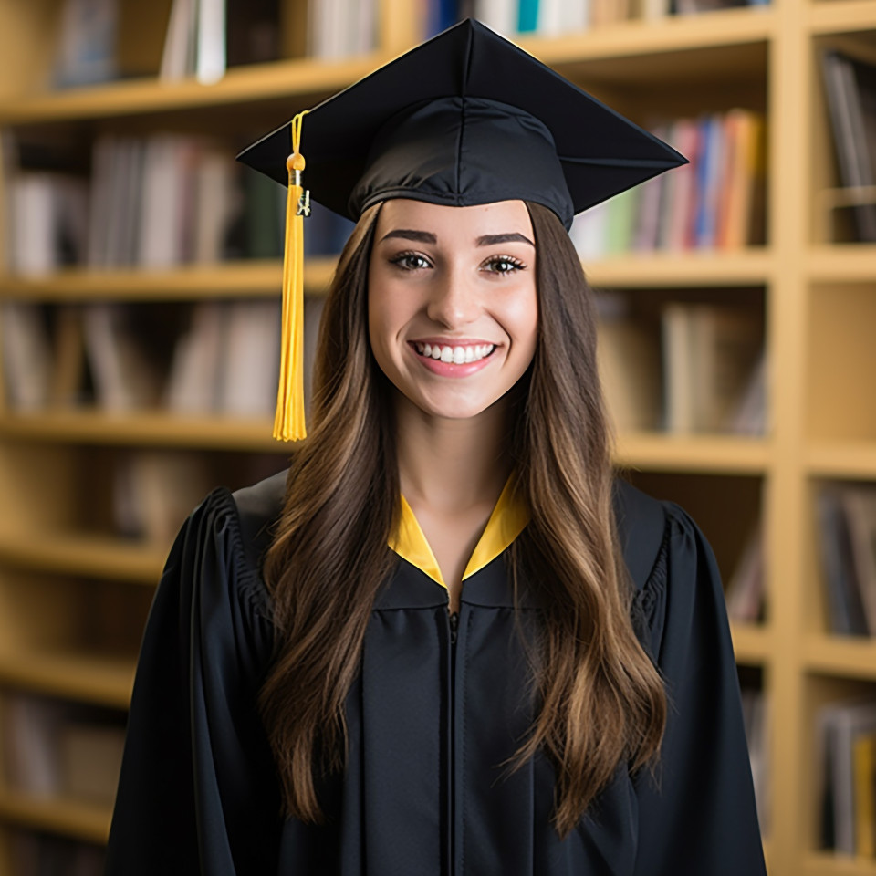 Smiling female graduate student working