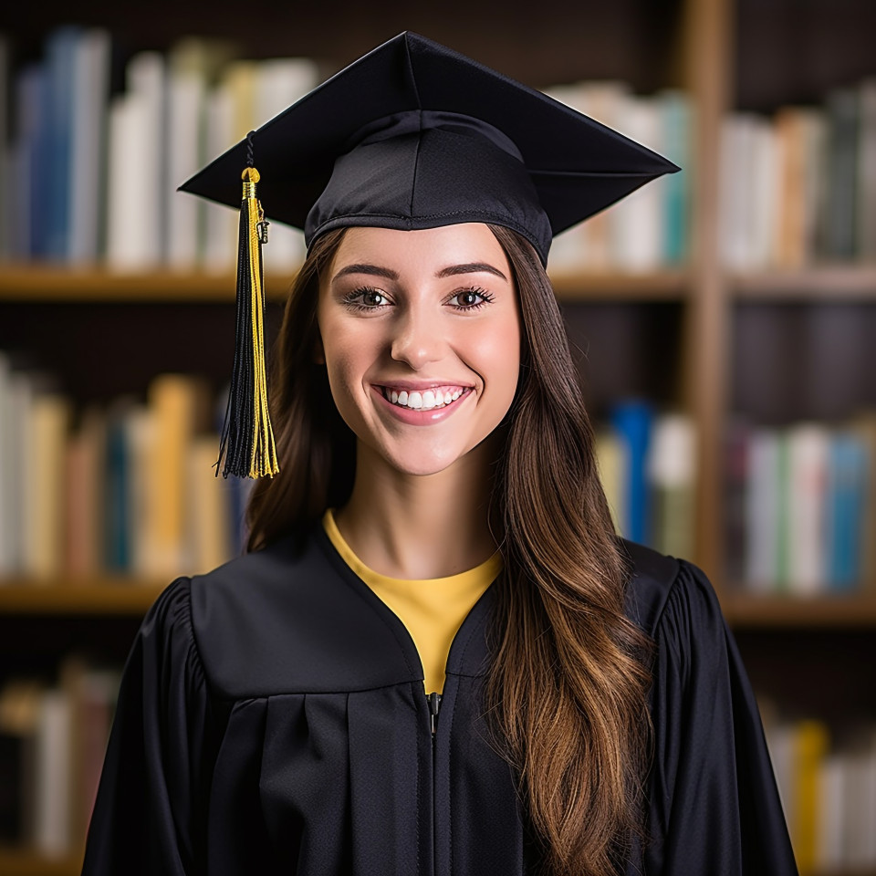 Smiling female graduate student working