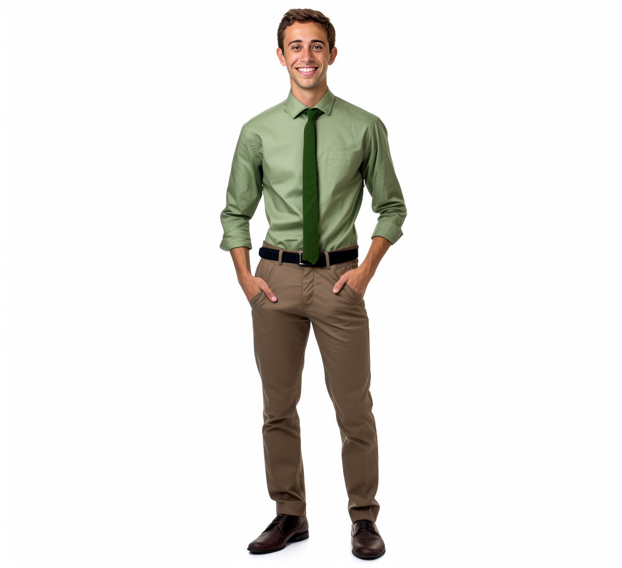 Elementary school teacher smiling on white background