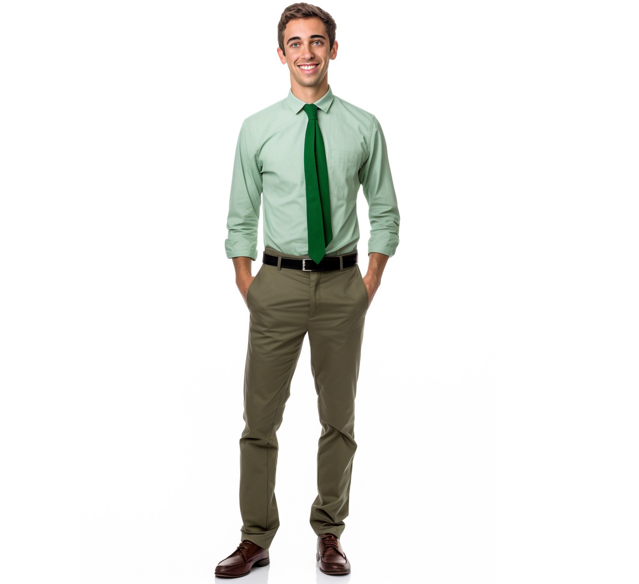 Elementary school teacher smiling on white background