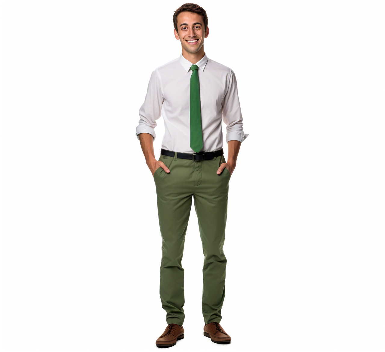 Elementary school teacher smiling on white background