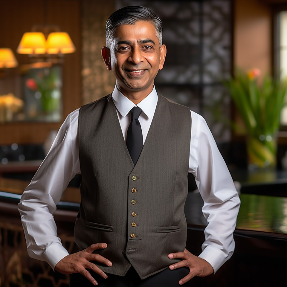 Confident indian concierge at work