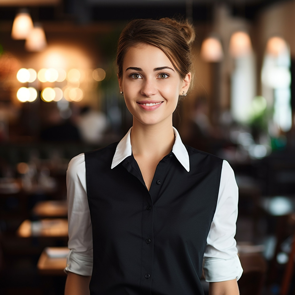 Confident waitress working in a restaurant
