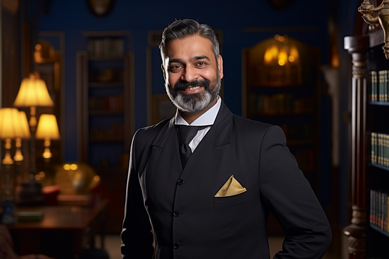 Indian concierge working with confidence