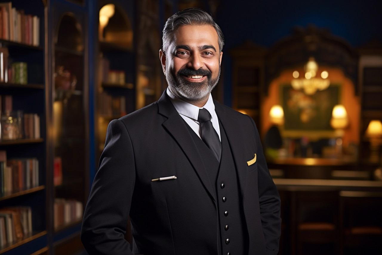 Indian concierge working with confidence
