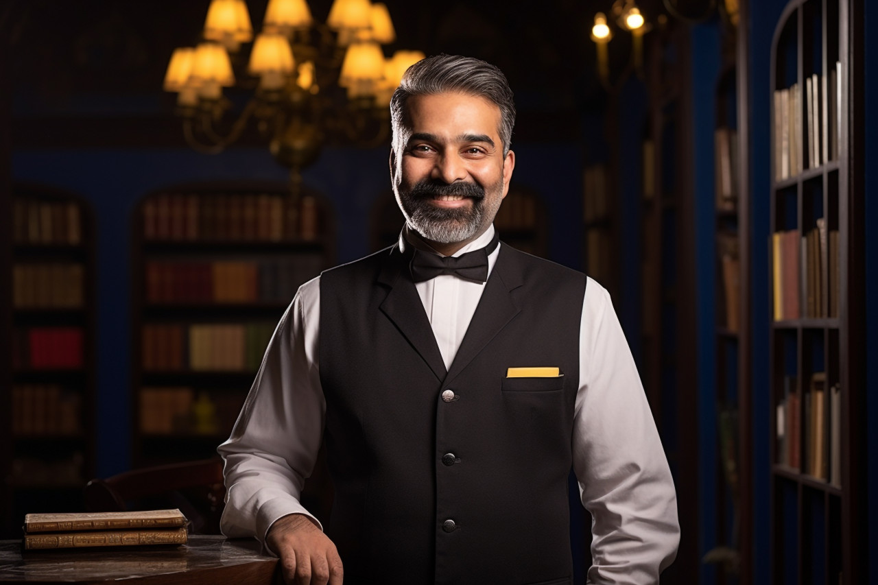 Indian concierge working with confidence