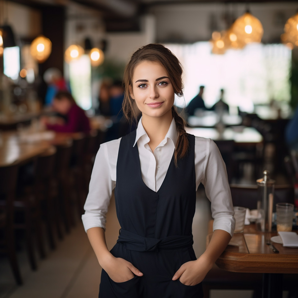 Confident waitress working in a restaurant
