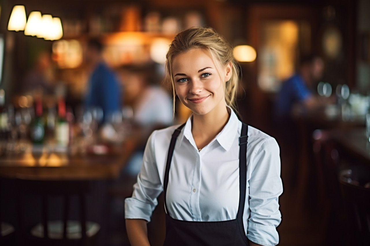 Waitress working with confidence