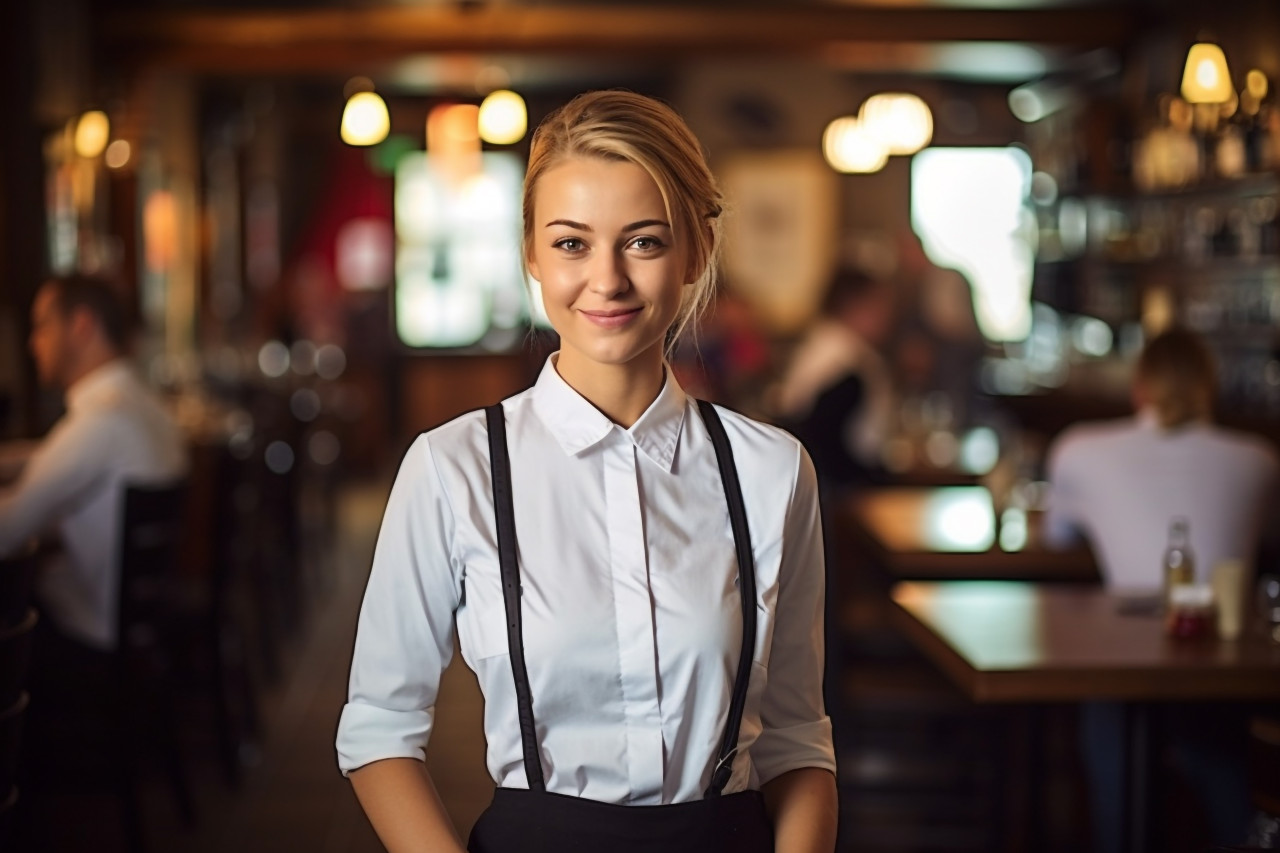 Waitress working with confidence