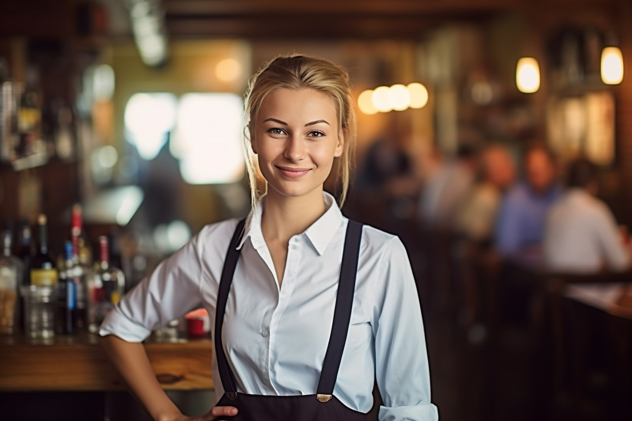 Waitress working with confidence