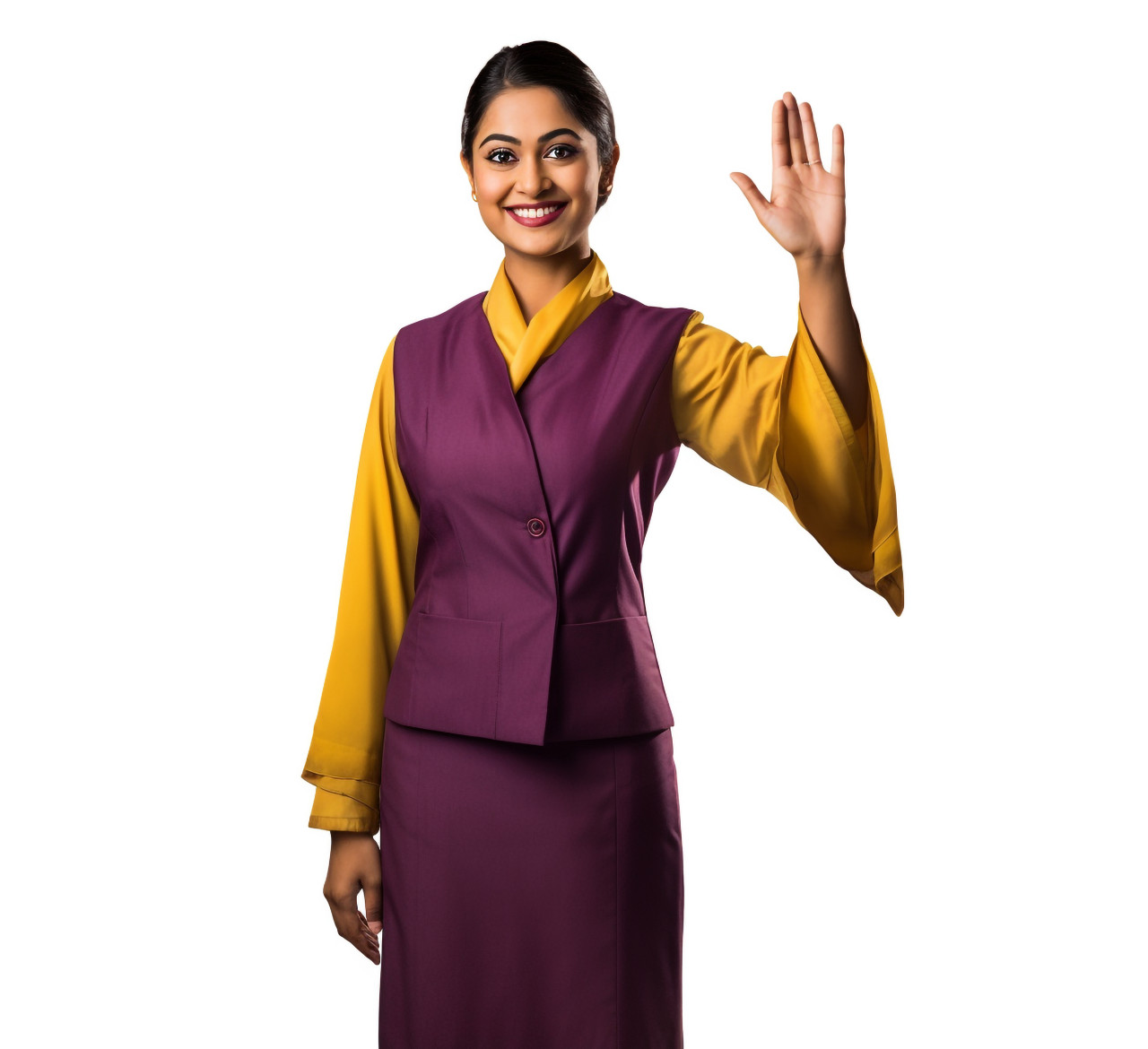 Indian woman concierge in white background