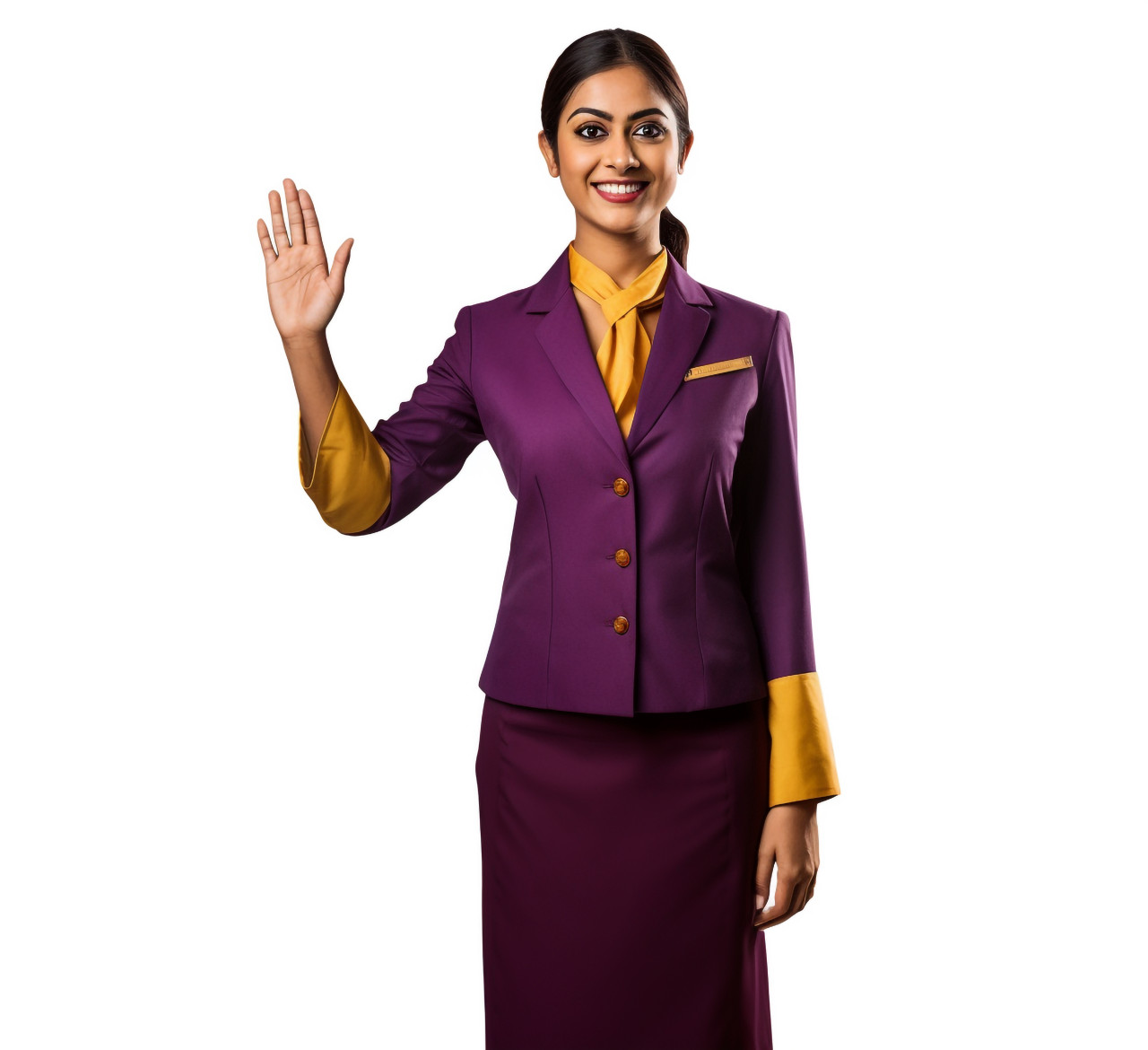 Indian woman concierge in white background