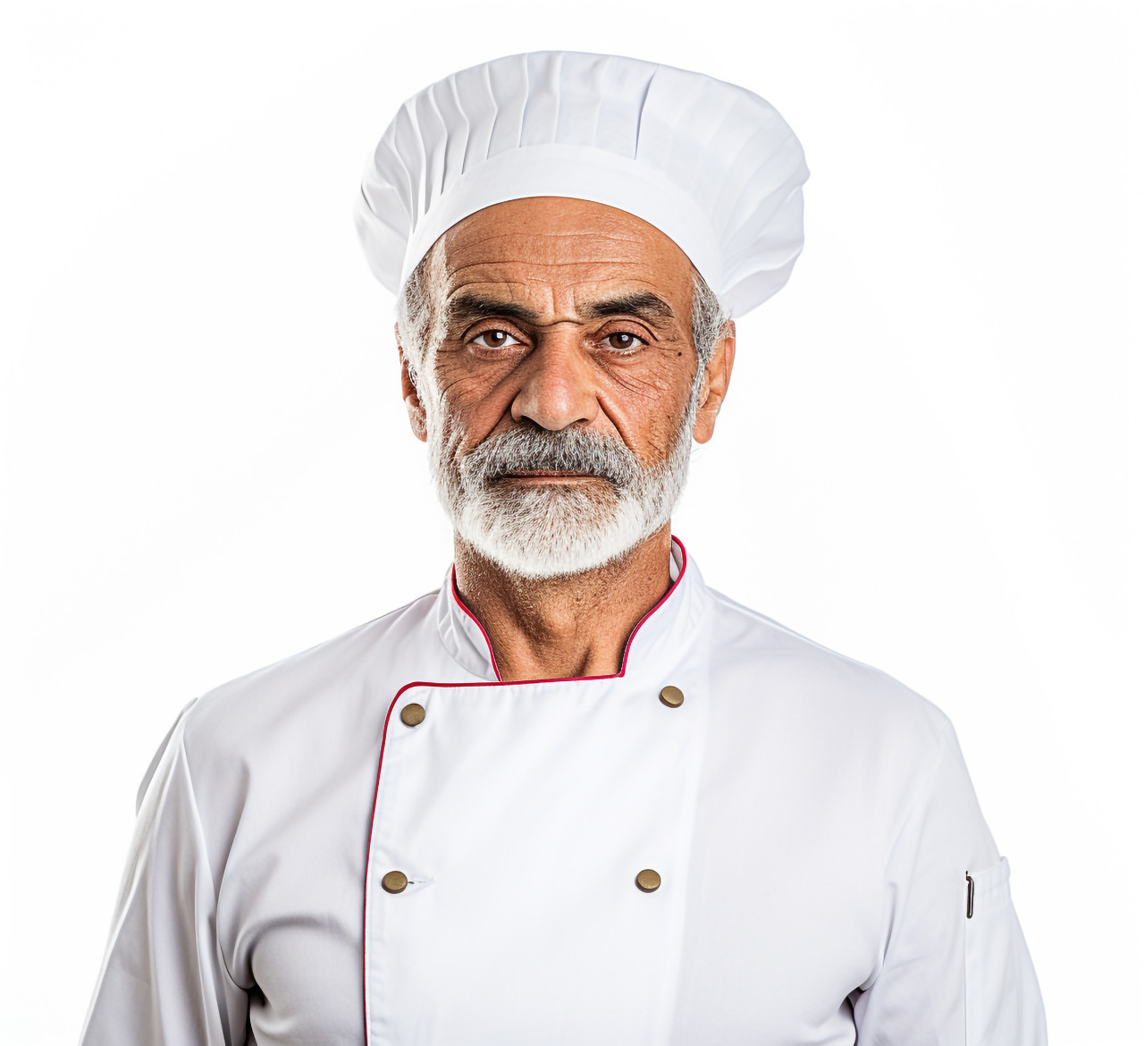 Smiling chef on white background